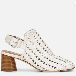 Donald Pliner Cassie White Woven Weave Leather Slingback Pump Heels